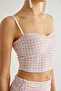 Thin Strap Crop Top with Heart Neckline - 5