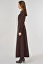 Belt Detailed Maxi Dress Dark Brown - 3