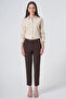 Pocket Detailed Basic Fabric Trousers Dark Brown - 3