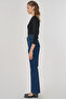 Flared Denim Pants Navy Blue - 3