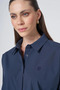 Shirt Collar Basic Poplin Tunic Navy Blue - 7