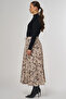 Leopard Patterned Pleated Skirt Cream - 3