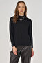 Zero Neckline Basic Viscose Blouse Black