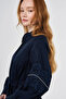 Lace Trimmed Maxi Dress Dark Navy Blue - 6