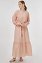 Ruffle Detailed Seersucker Dress Powder