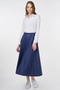 Elastic Waist Pleated Faux Leather Skirt Cobalt Blue