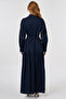 Lace Trimmed Maxi Dress Dark Navy Blue - 4