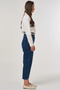 High Waist Carrot Cut Denim Trousers Blue - 6