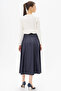 High Waist Faux Leather Skirt Dark Navy - 3