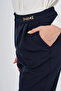 Carrot Trousers with Metal Accessories Dark Navy Blue - 7