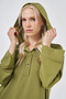 Hooded Detailed Modal Long Tunic Matcha Green - 7
