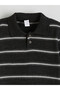 Anthracite polo collar striped boy's knitted sweater - 3