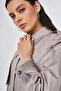100% Cotton Aller Detailed Overcoat Dark Mink - 6