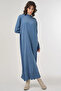 Half Turtleneck Knitwear Dress Crown Blue - 2