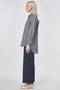 Stripe Pattern Cotton Linen Tunic Dark Navy Blue - 4