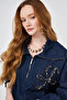 Detailed Processing Denim Suit Navy Blue - 6