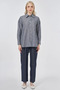 Stripe Pattern Cotton Linen Tunic Dark Navy Blue - 3