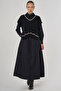 Cotton Dress with Sweater Detail Black - 4