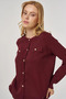 100% Viscose Button Detailed Knitwear Cardigan Burgundy - 7