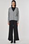Embroidered Detailed Knitwear Cardigan Gray - 3