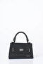 Mini Faux Leather Handbag with Flap Black