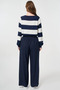 Elastic Waist Linen Trousers Dark Navy Blue - 4