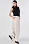Belt Detailed Non Denim Skirt Cream