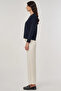 Button Detailed Shirt Collar Cardigan Navy Blue - 4