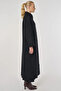 Buttoned Double Breasted Stamp Coat Black - 6