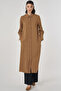Shiny Buttoned Long Tunic Dark Olive