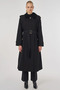 Velvet Collar Trench Coat Black - 2