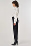 Çima Stitched High Waist Pipe Leg Trousers Black - 3