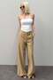 Beige Front Pleated Palazzo Women's Trousers Sh243 - 3