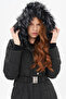 Belted Goose down Filled Coat Black - 5