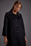 Premium Wool Buttoned Wide Collar Coat Black - 3