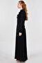 Leaf Pattern Jacquard Dress Black - 4