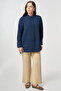 Striped Detail Shirt Collar Tunic Dark Navy Blue - 2