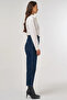 High Waist Carrot Cut Denim Trousers Navy Blue - 6