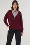 Zippered Knitwear Cardigan Claret Red