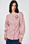 Shiny Buttoned Cotton Tunic Ruby