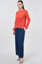 100% Cotton Piece Blouse with Brooch Detail Coral - 2