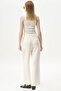 Pleated Pocket Detailed Basic Trousers Ecru - 6