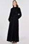 Leaf Pattern Jacquard Dress Black - 2