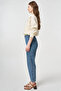 Washable Elastic Waist Carrot Cut Denim Trousers Blue - 3