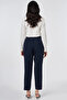 Carrot Trousers with Metal Accessories Dark Navy Blue - 5