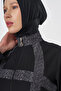 ملابس سباحة حجاب مخططة باللون الأسود - 6