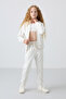 Ecru Cotton Soft Textured Standard Fit Embroidered Girls' Tracksuit Set - 75148 - 5