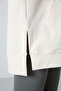 Ecru Balloon Sleeve Letter Embroidered Women's Comfortable Fit Tunic Sweatshirt - 97163 - 4