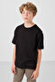 Black Cotton Soft Textured Oversize Basic Boy's T-Shirt - 11297