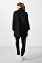 Black Stand Collar Zippered Comfortable Form Women's Tracksuit Tunic Set - 95345 - 7